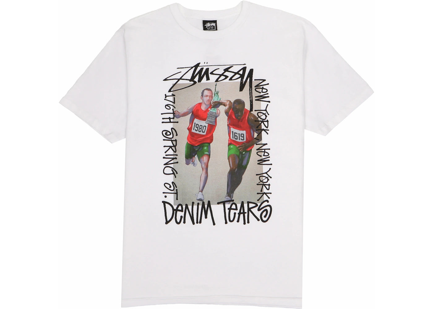 stussy x denim tears pass the baton t-shirt white