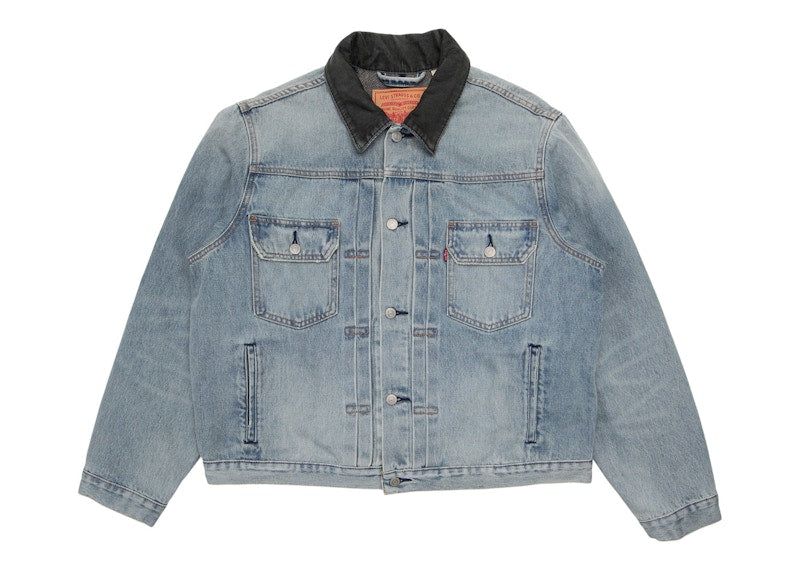 Stussy X Levi'S Embossed Praglad Trucker Jacket Stussy Rugged-Blue
