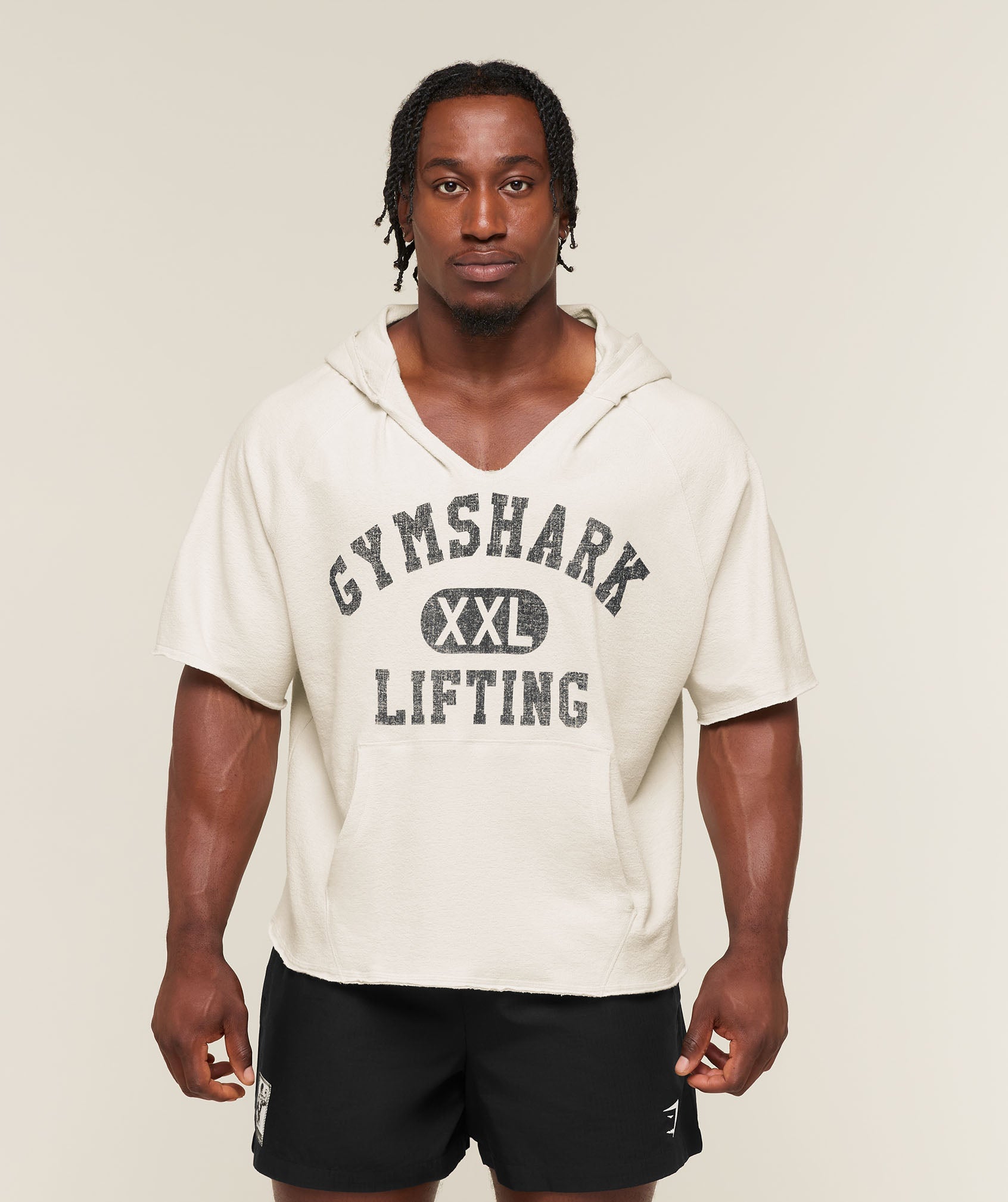 Gymshark Summer Pump Cover Short Sleeve Hoodie Tinted White