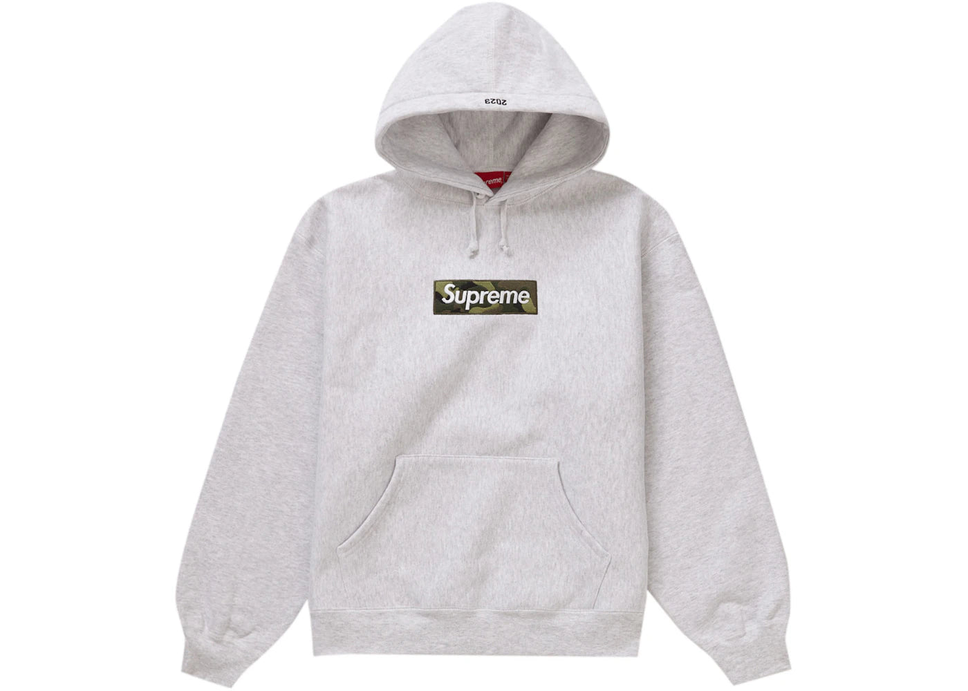 supreme box logo hooded sweatshirt (fw23) ash grey