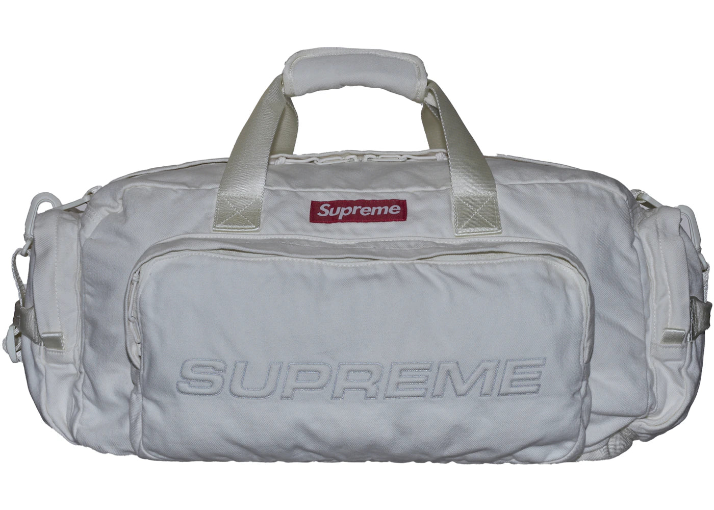 Supreme Denim Duffle Bag White