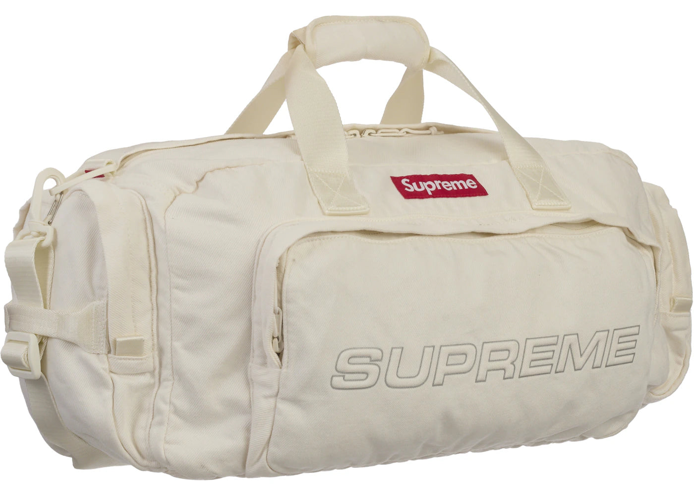 Supreme Denim Duffle Bag White
