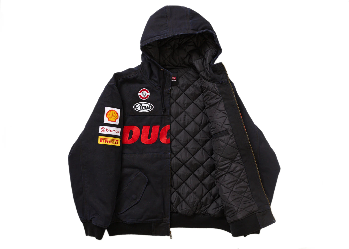 supreme ducati hooded work jacket black