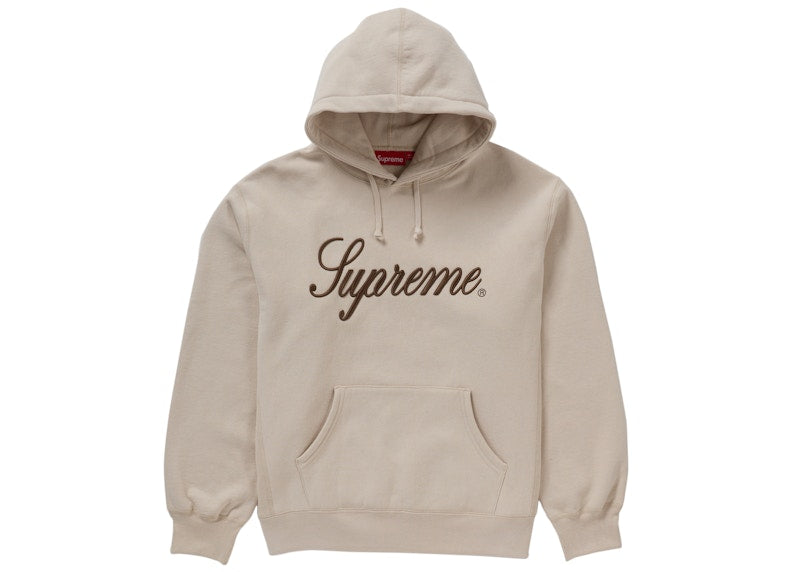 Supreme Embroidered Script Hooded Sweatshirt Stone