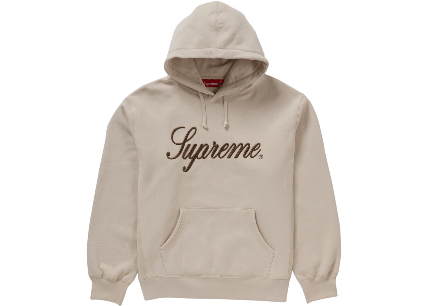 supreme embroidered script hooded sweatshirt stone
