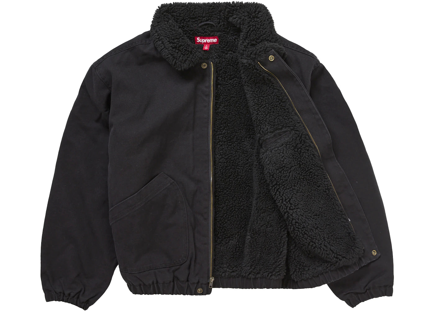 supreme faux shearling lined bomber jacket black