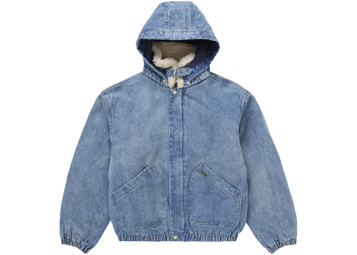 supreme faux shearling lined bomber jacket denim