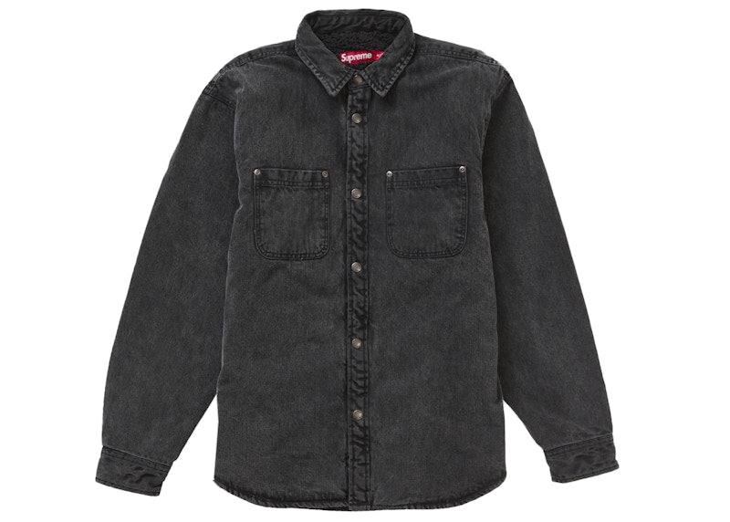 Supreme Faux Shearling Lined Work Shirt Black Denim
