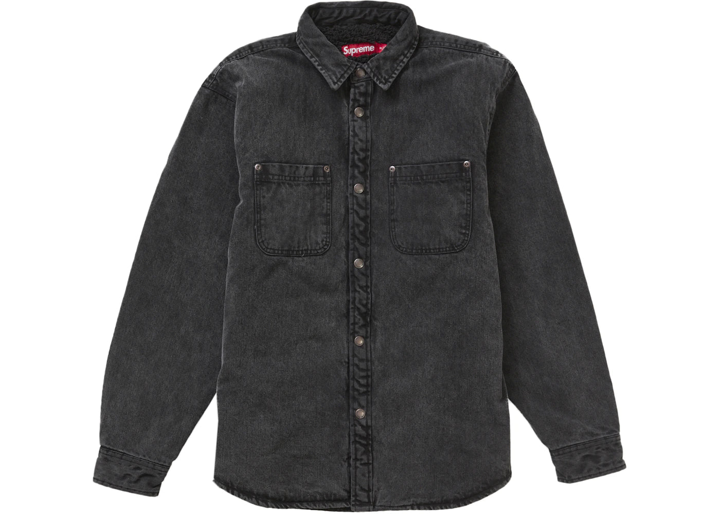 supreme faux shearling lined work shirt black denim