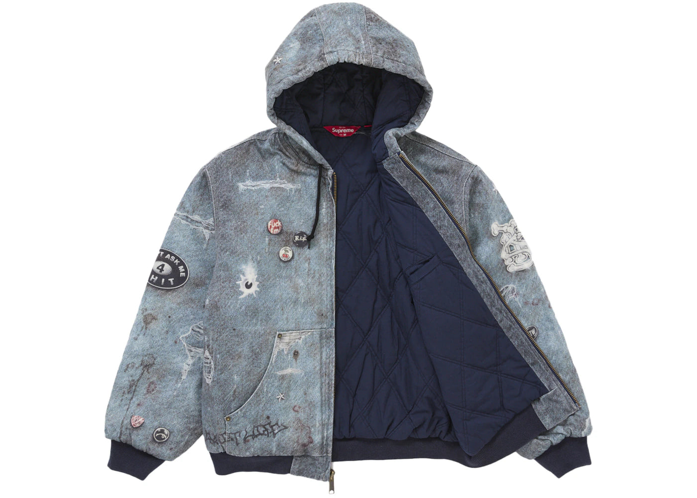 hjr trompe l'oeil hooded work jacket blue