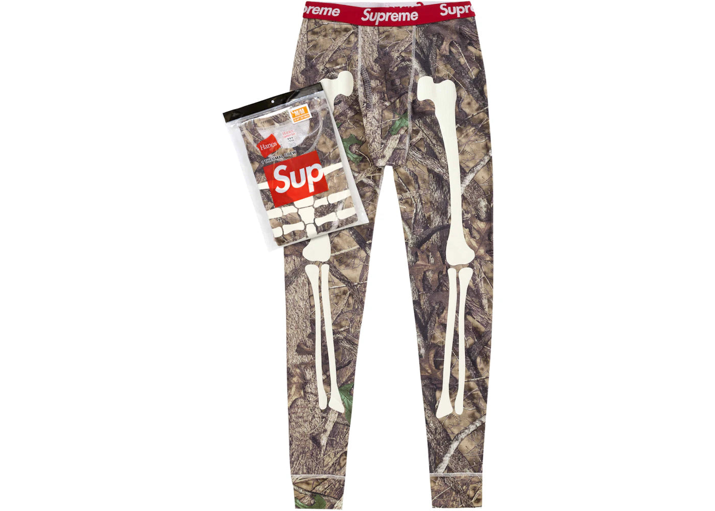 supreme hanes bones thermal pant 1 pack woodland camo