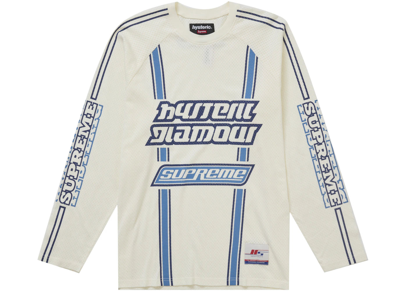supreme hysteric glamour mesh l/s top white