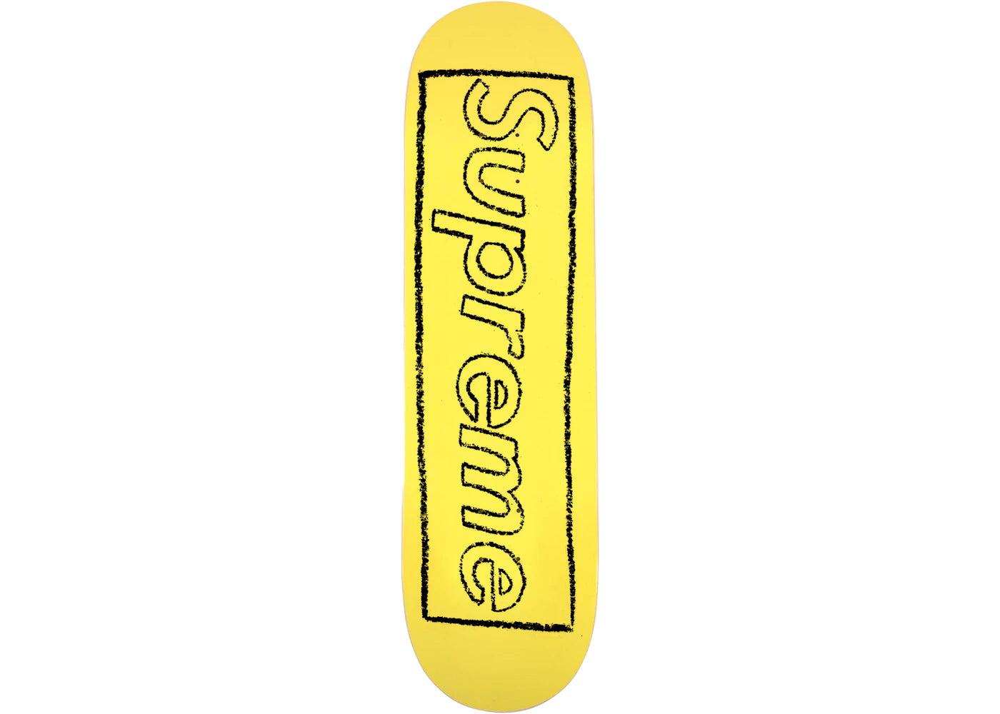 Supreme Kaws Chalk Logo Skateboard Deck Yellow