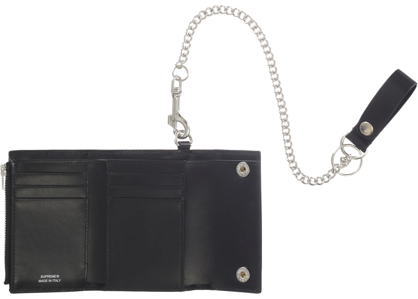supreme leather chain wallet black