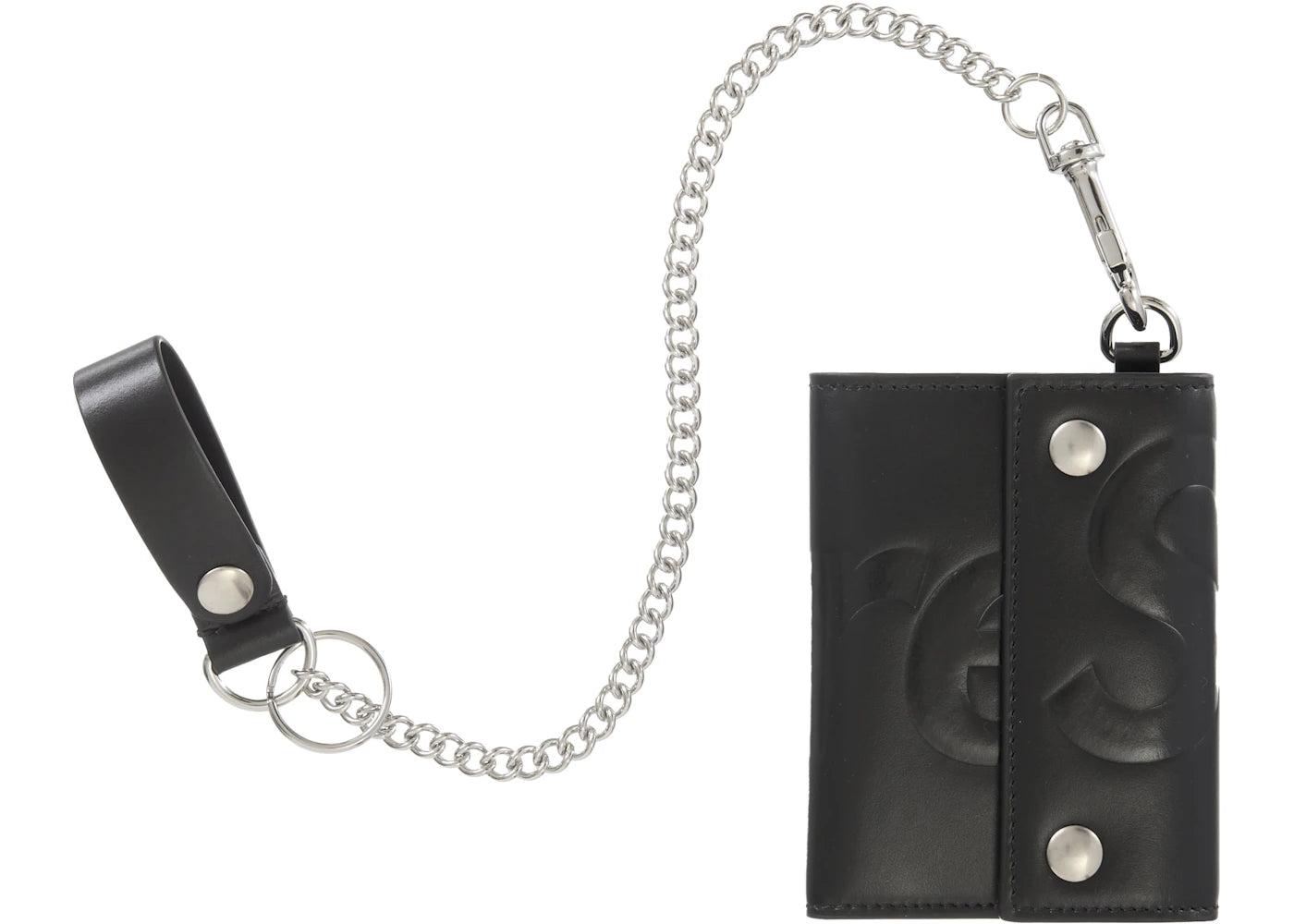 supreme leather chain wallet black