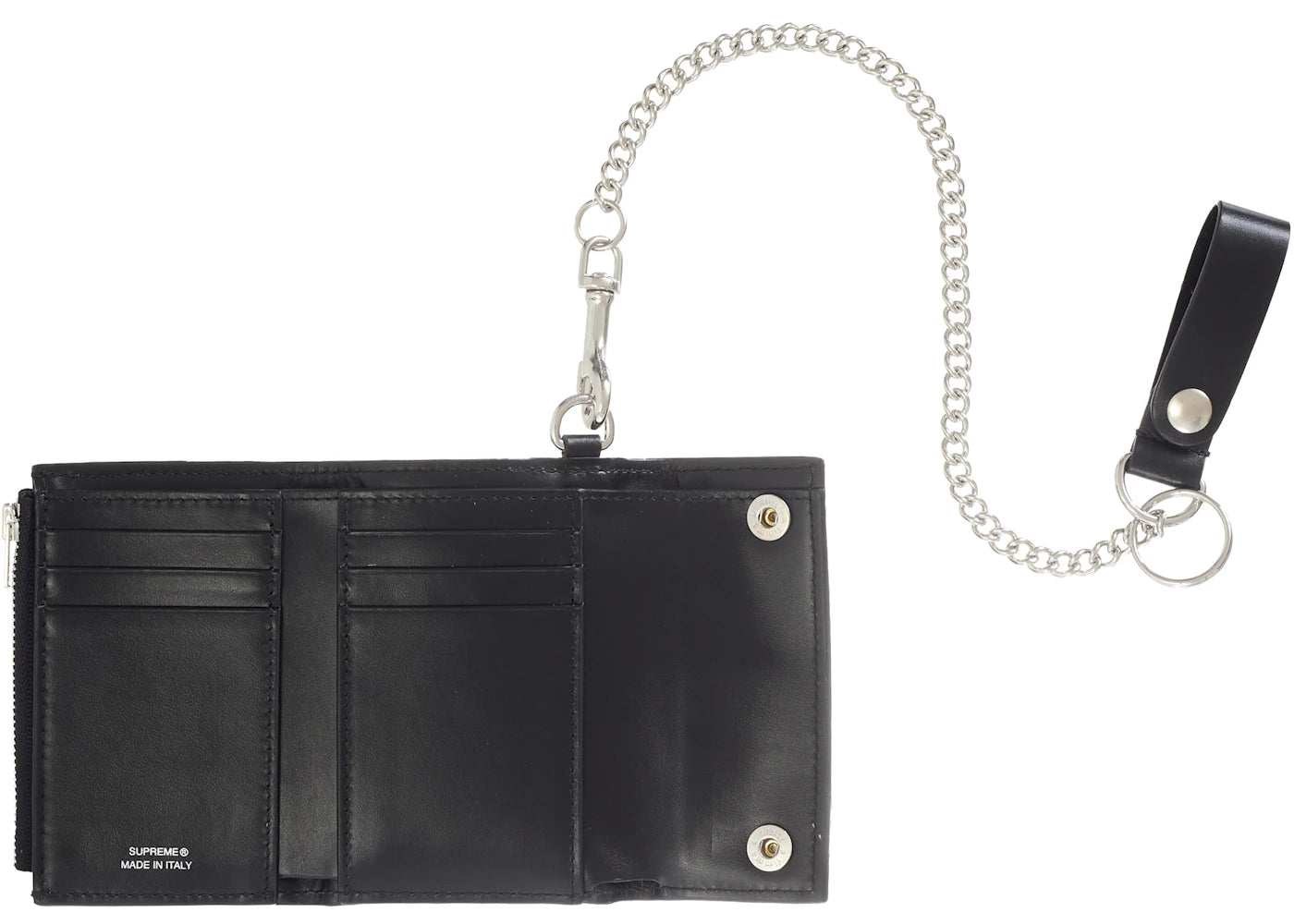 Supreme Leather Chain Wallet Fw25 Black