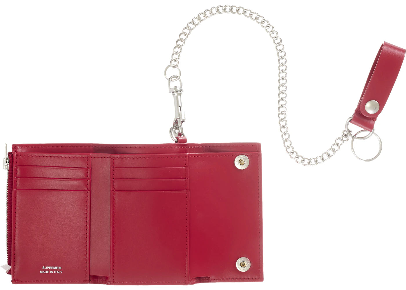 Supreme Leather Chain Wallet Fw25 Red