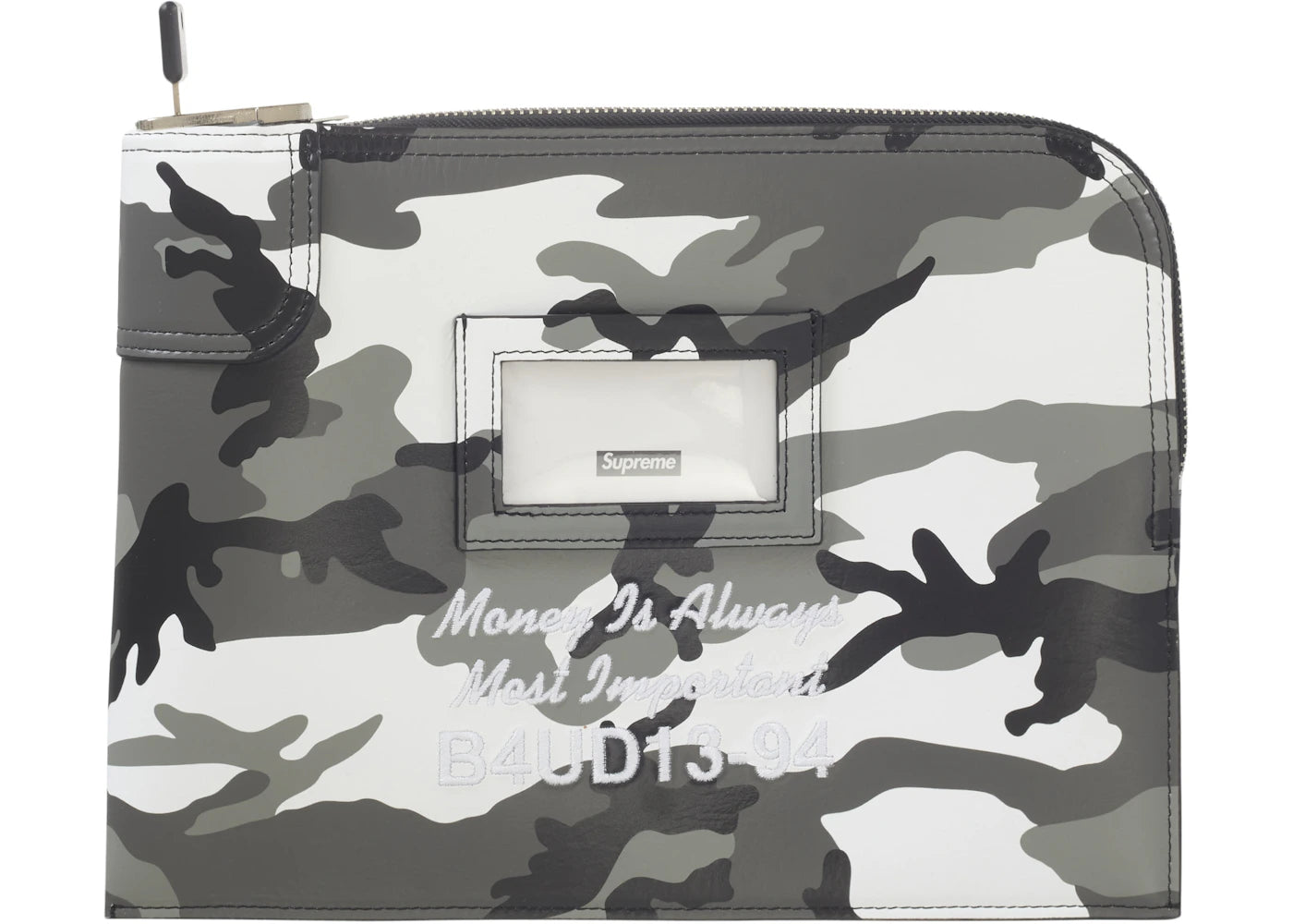 Supreme Leather Money Bag Snow Camo