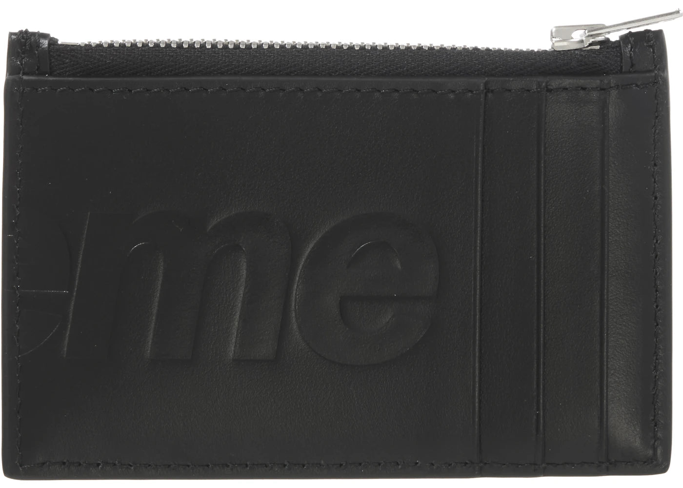 supreme leather zip card holder black