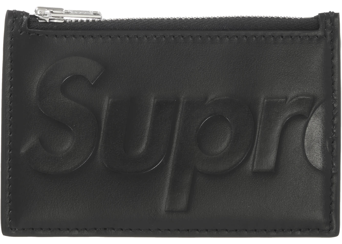 supreme leather zip card holder black