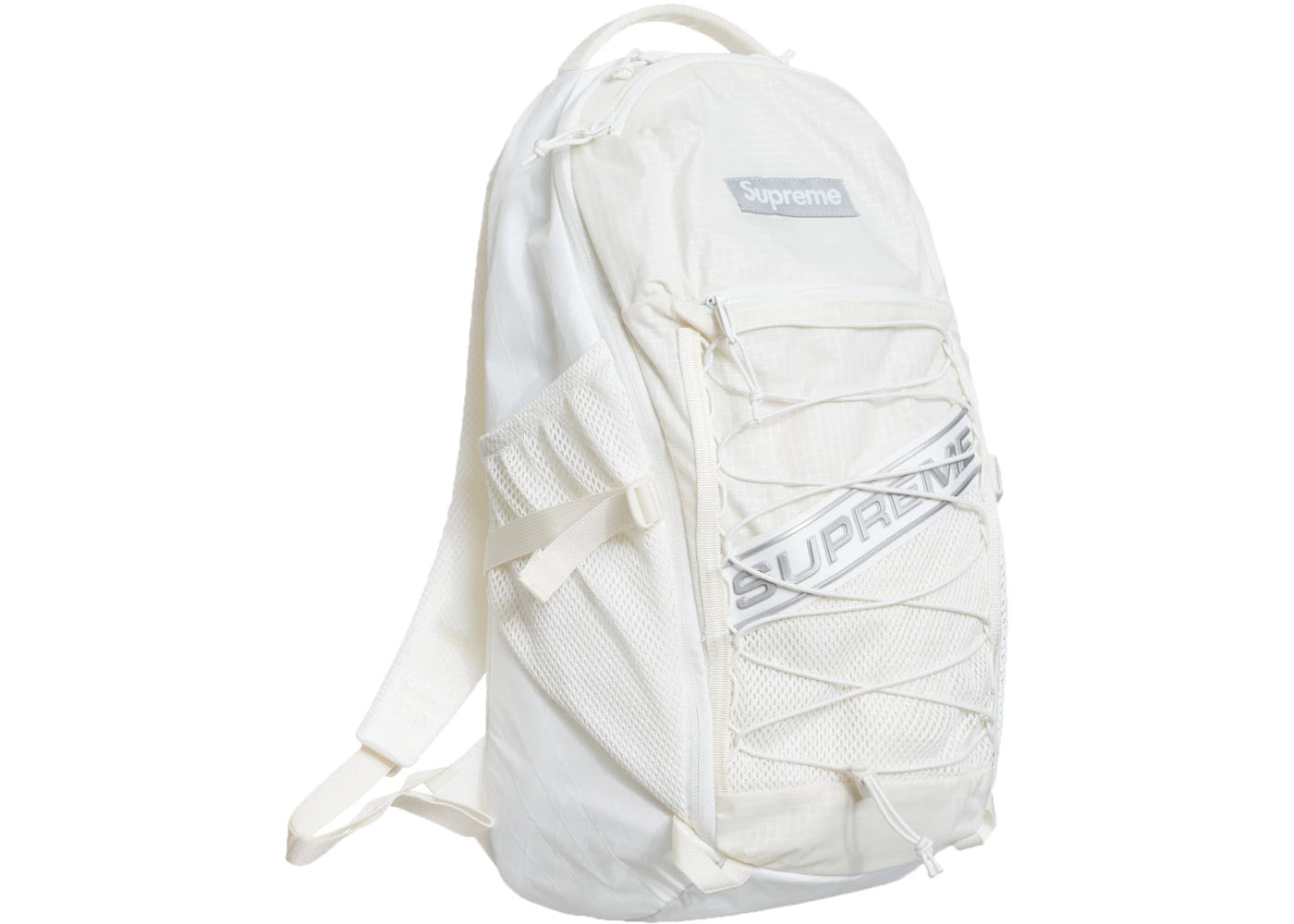 supreme logo backpack white