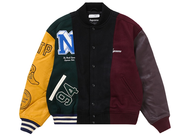 Supreme Mm6 Maison Margiela Split Varsity Jacket Multicolor