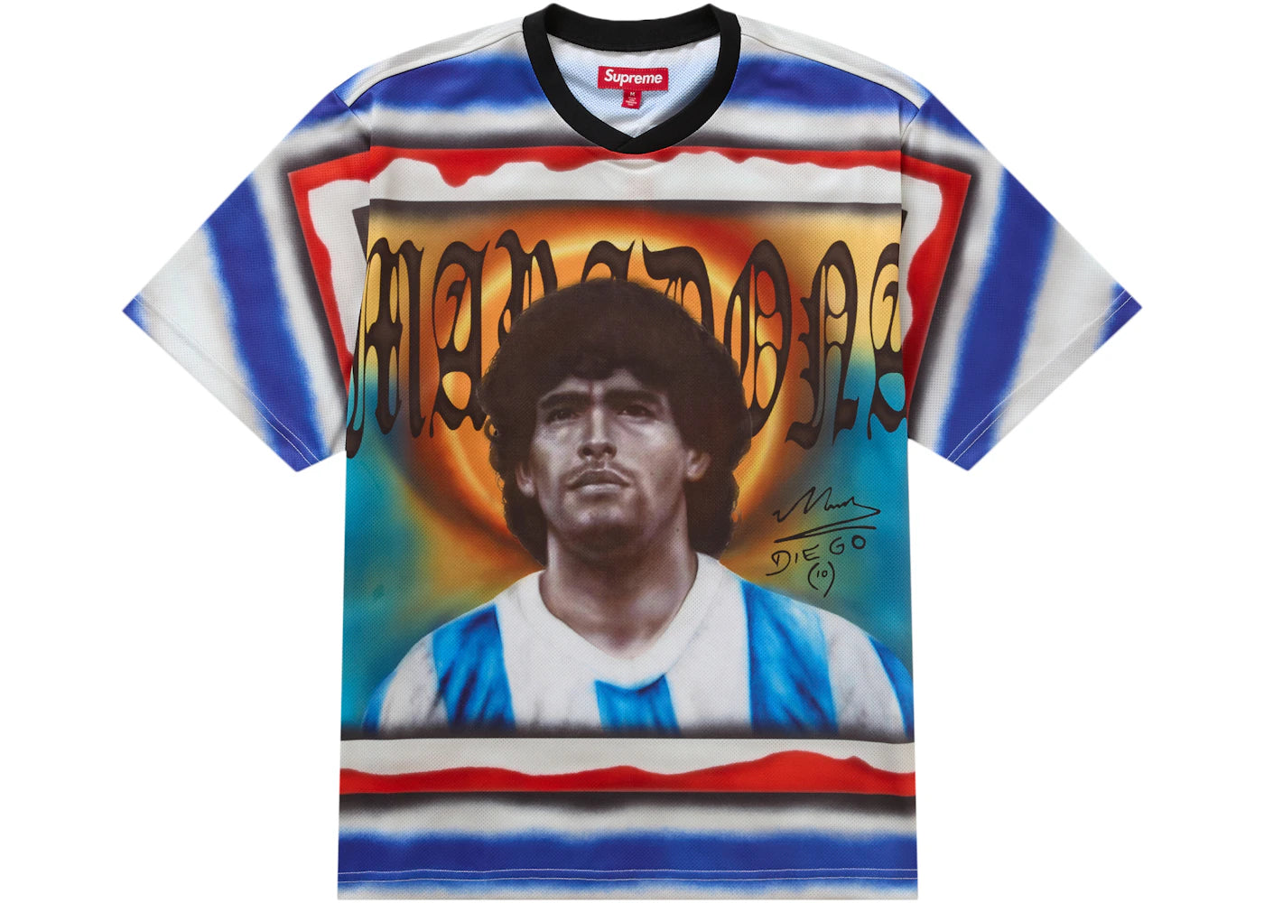 supreme maradona soccer jersey multicolor