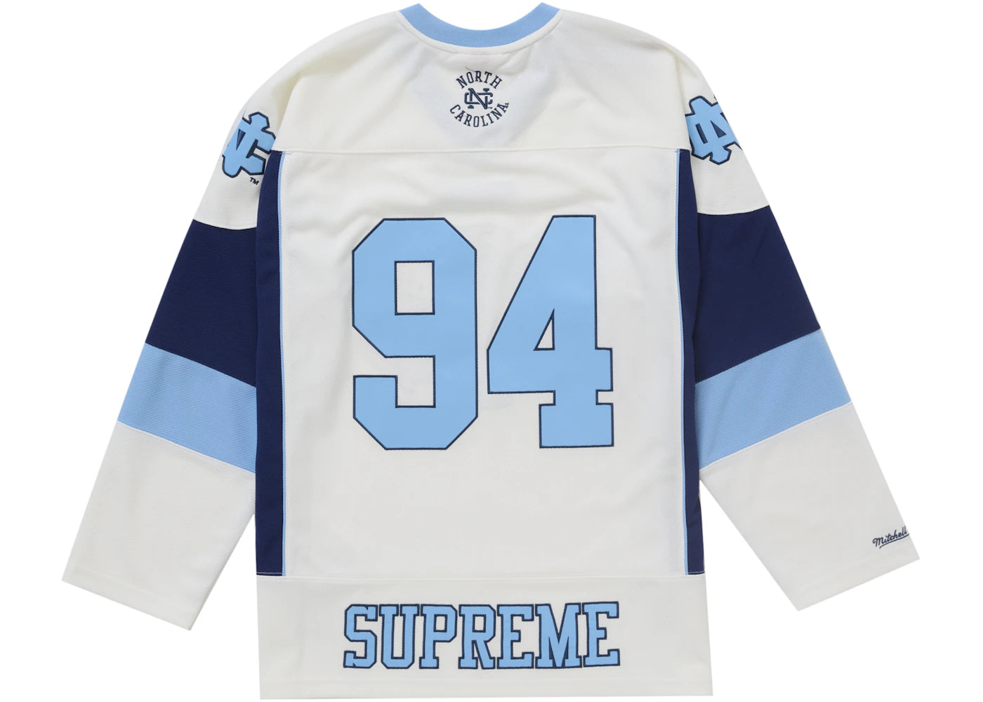 supreme mitchell & ness ncaa hockey jersey white