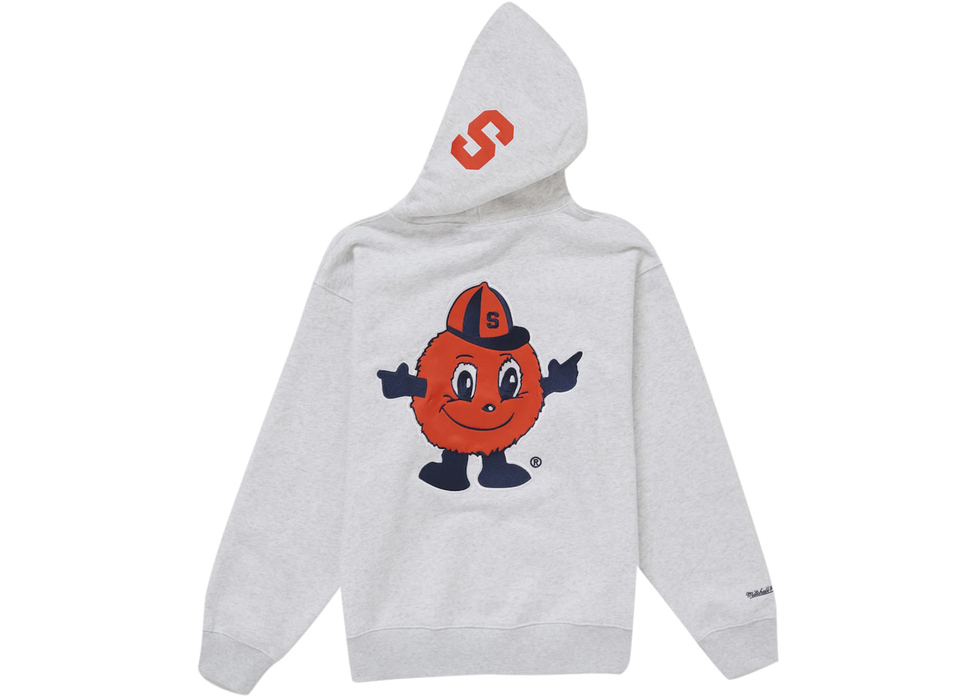 supreme mitchell & ness ncaa hooded sweatshirt ash grey