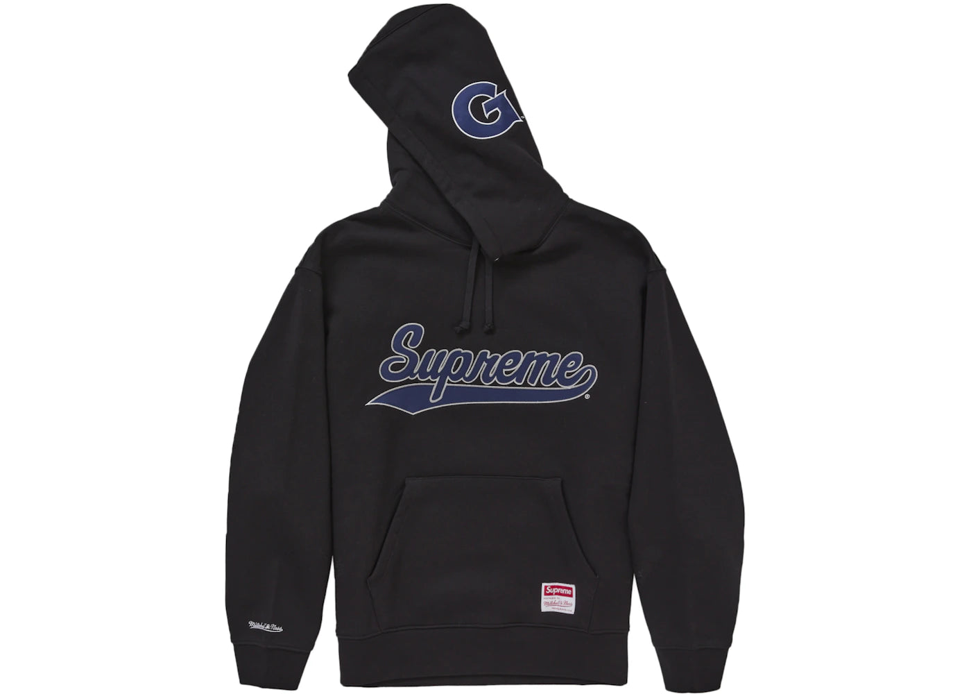 supreme mitchell & ness ncaa hooded sweatshirt black