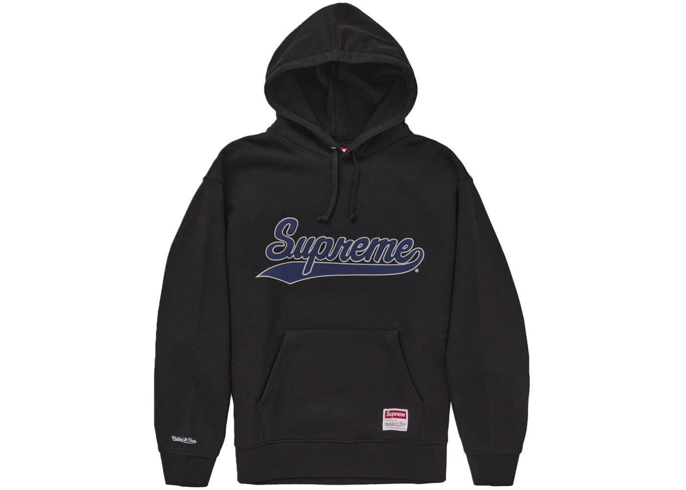supreme mitchell & ness ncaa hooded sweatshirt black