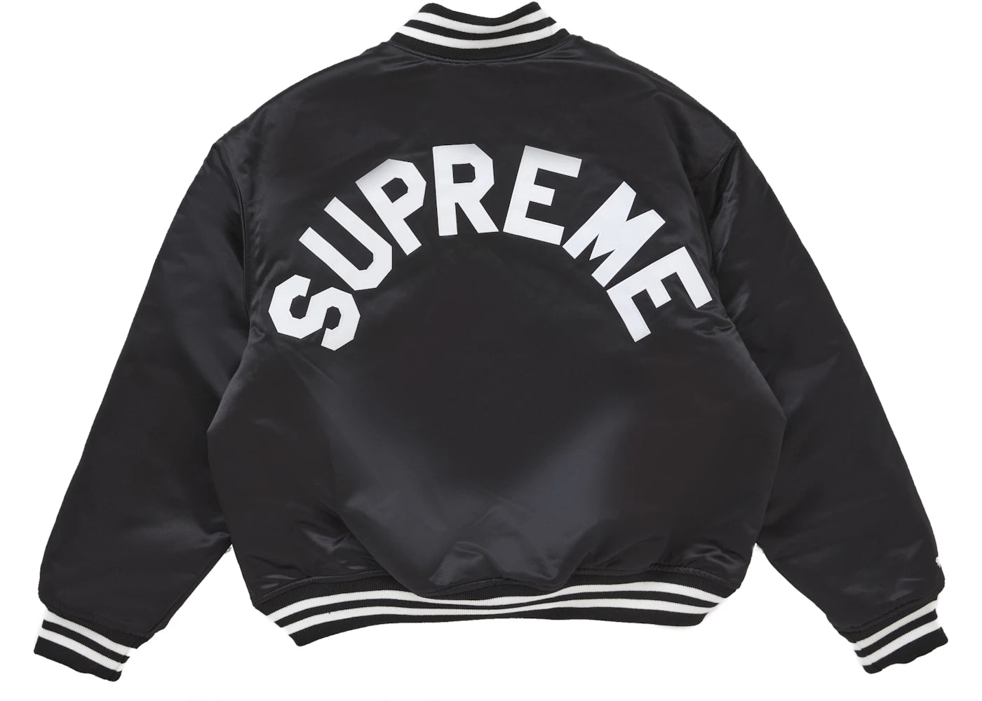 supreme mitchell & ness satin varsity jacket (fw24) black