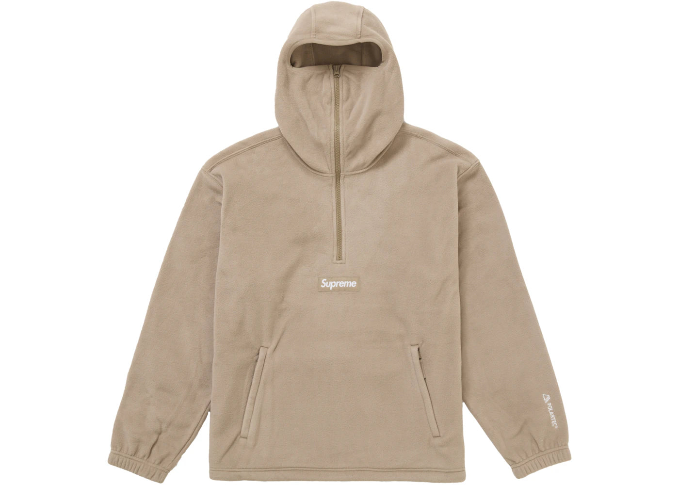 supreme polartec facemask half zip hooded sweatshirt (fw24) taupe