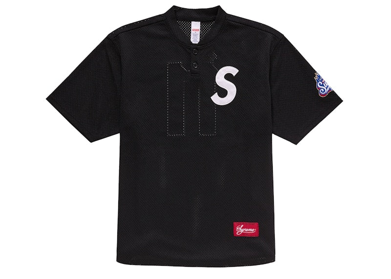 Supreme S Logo Baseball Henley Black