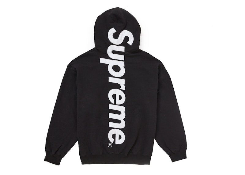 Supreme Satin Applique Hooded Sweatshirt Fw24 Black