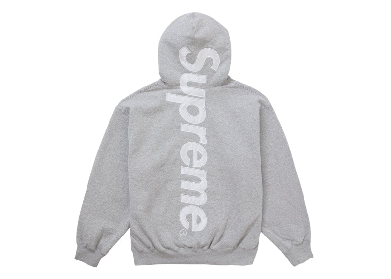 Supreme Satin Applique Hooded Sweatshirt Fw24 Heather Grey
