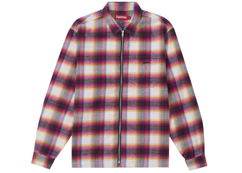 Supreme Shadow Plaid Flannel Zip Up Shirt (Ss24) White