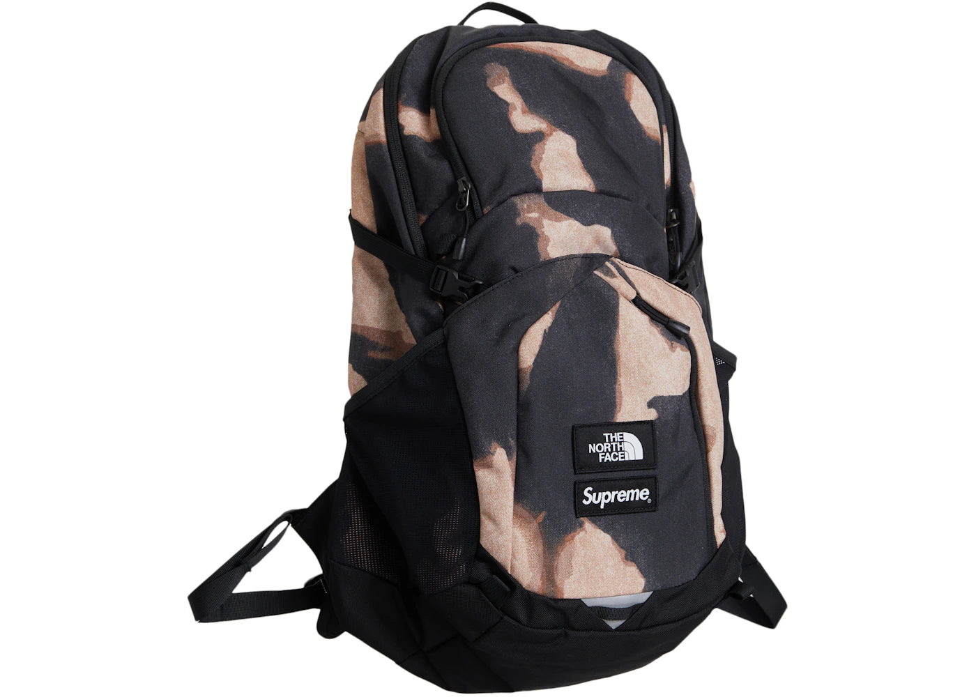 supreme the north face bleached denim print pocono backpack black