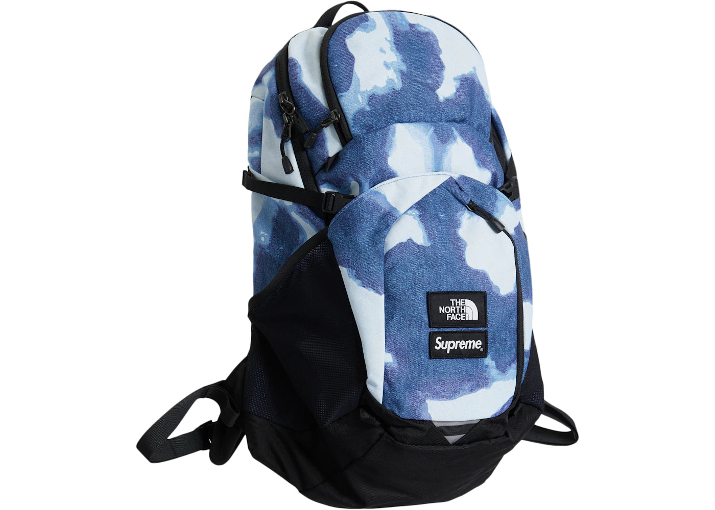 supreme the north face bleached denim print pocono backpack indigo