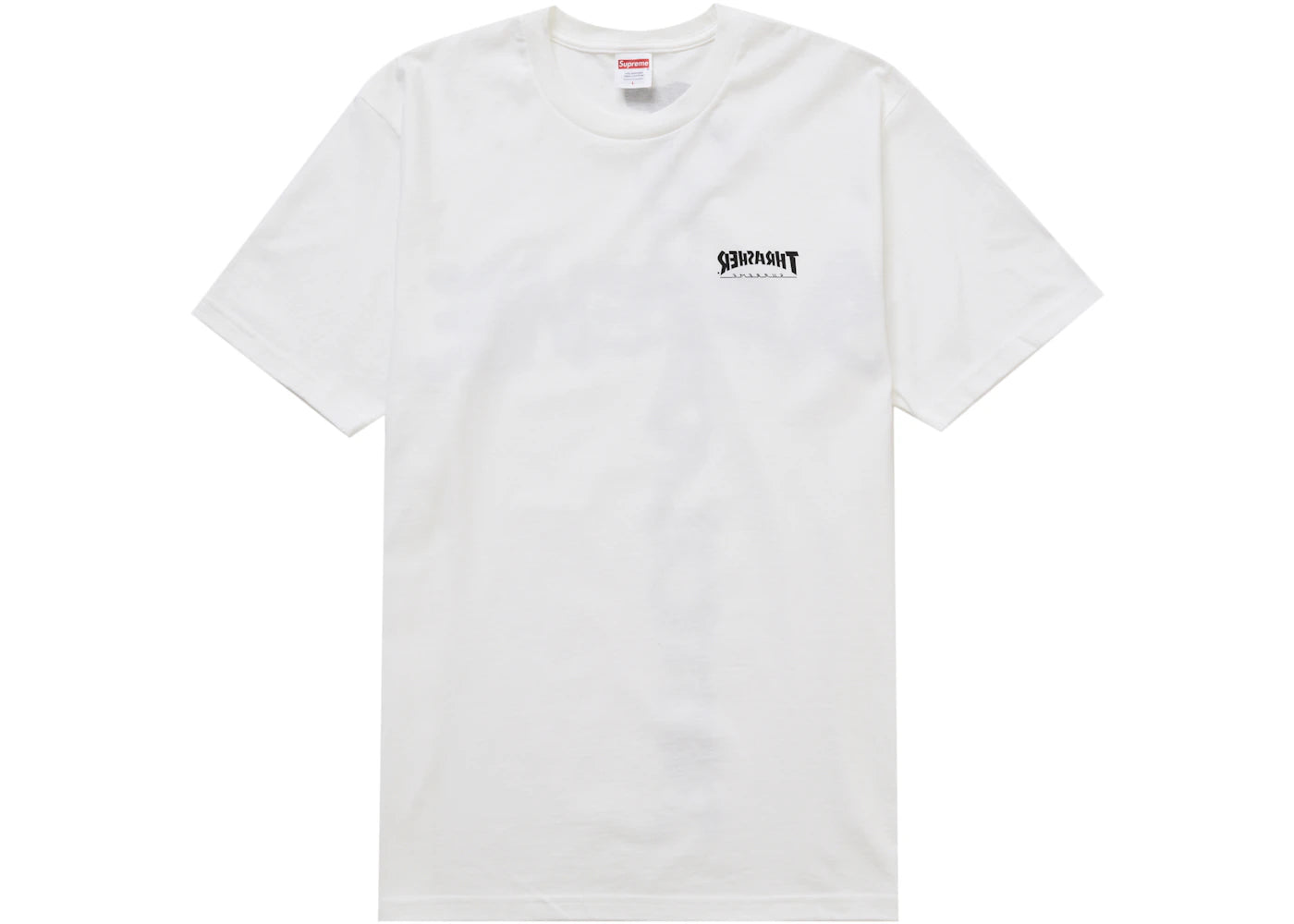 supreme thrasher cross tee white