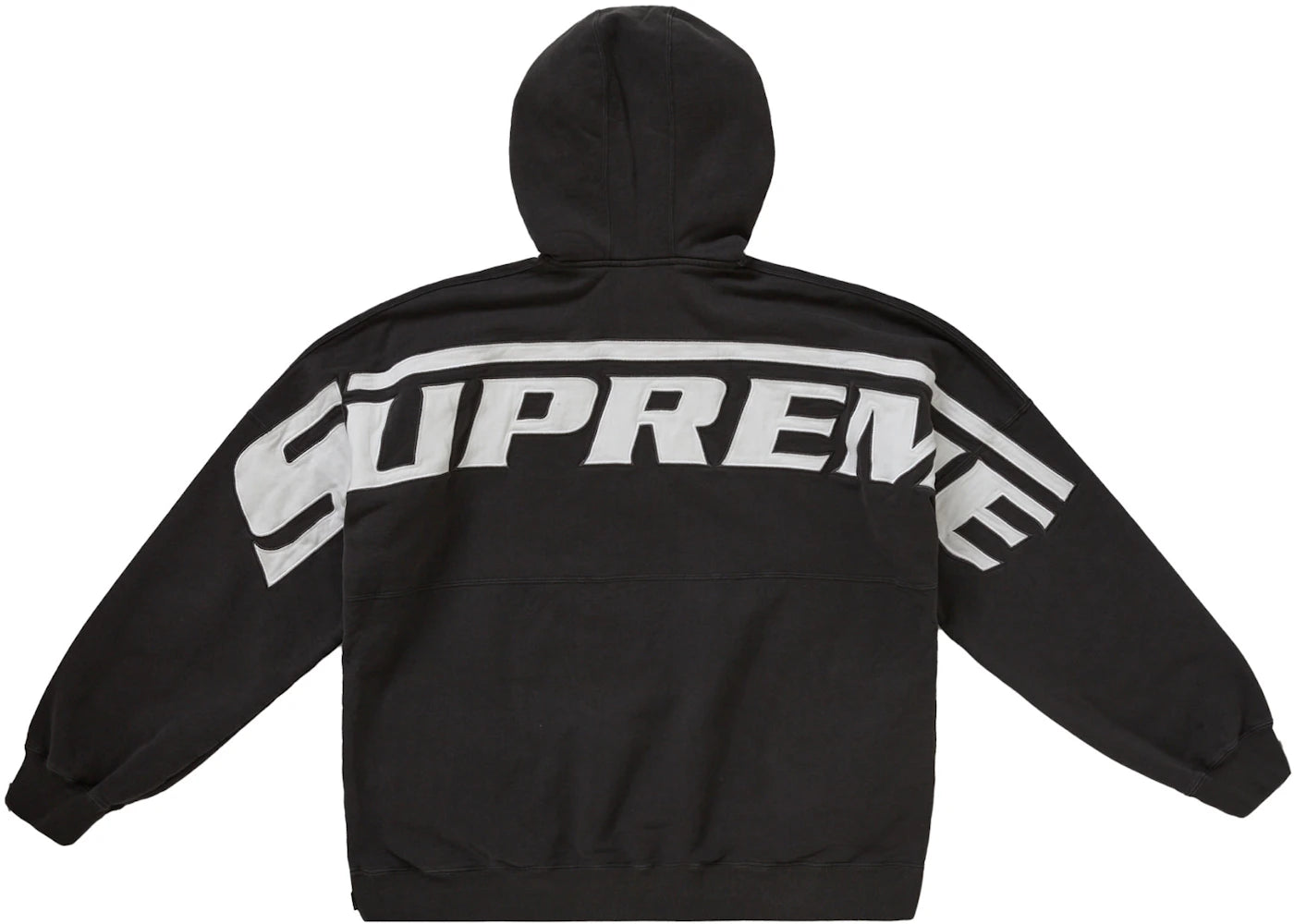 supreme wrapped half zip hooded sweatshirt washed black