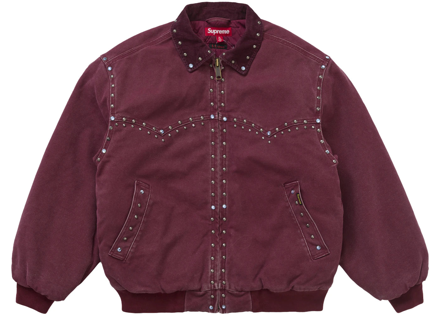 supreme b.b. simon studded work jacket burgundy