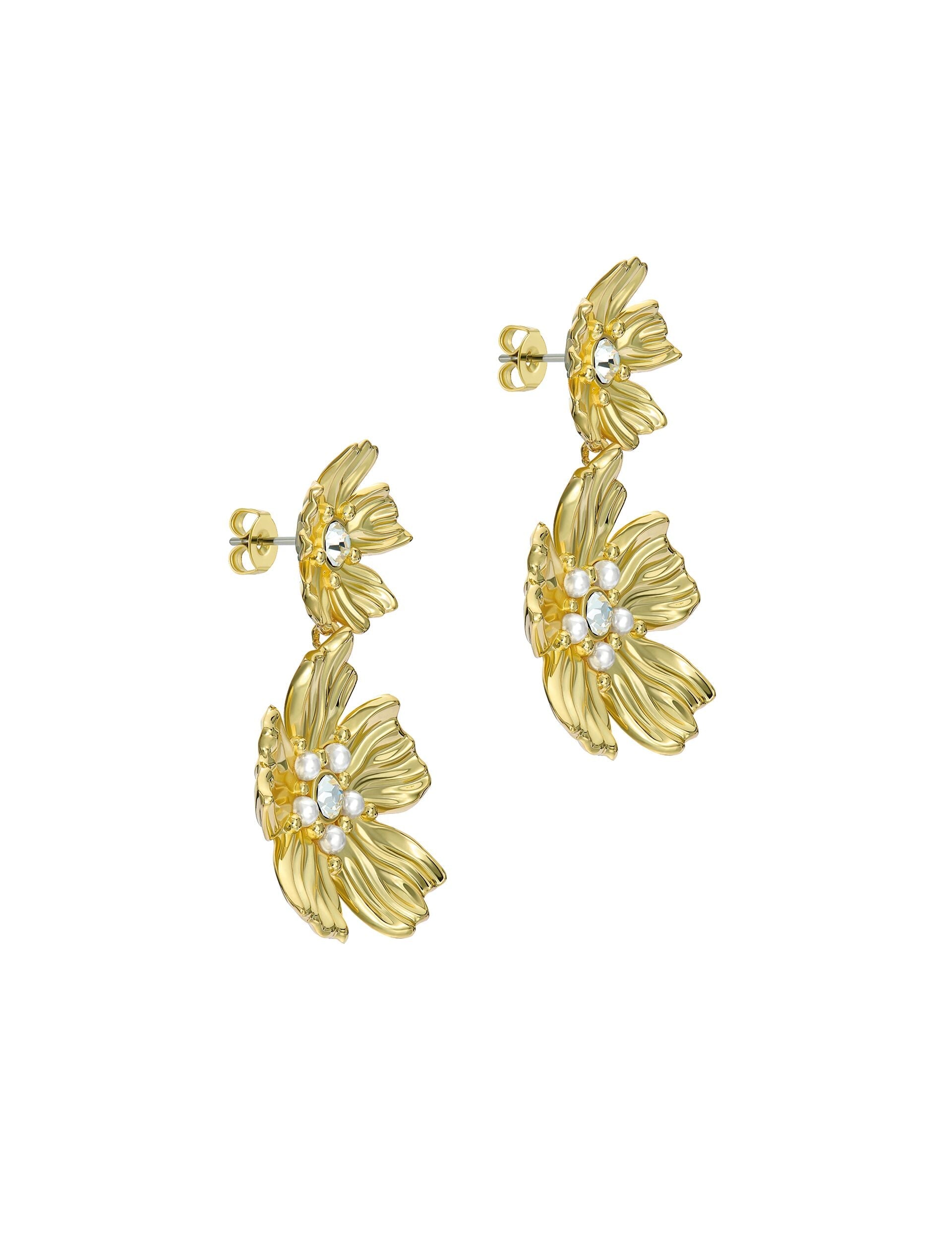 Ted Baker Gold Flower Statement Drop Earrings Women's