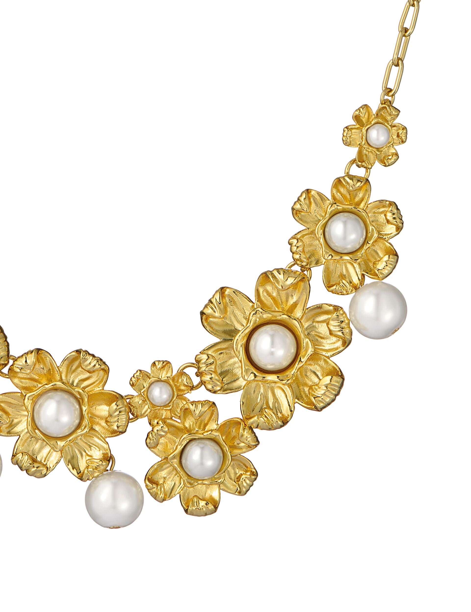 Ted Baker Gold Daisy Pearl Statement Necklace Women's
