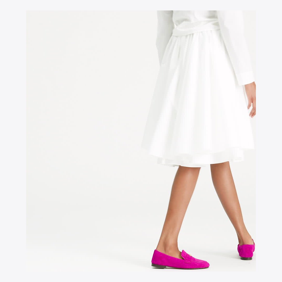 Tory Burch Suede Ballet Loafer Fuchsia