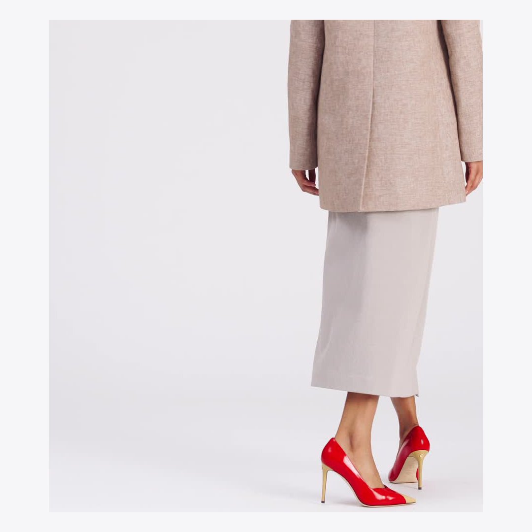 Tory Burch Triangle Pump TRIPLE RED / SAND BUFF