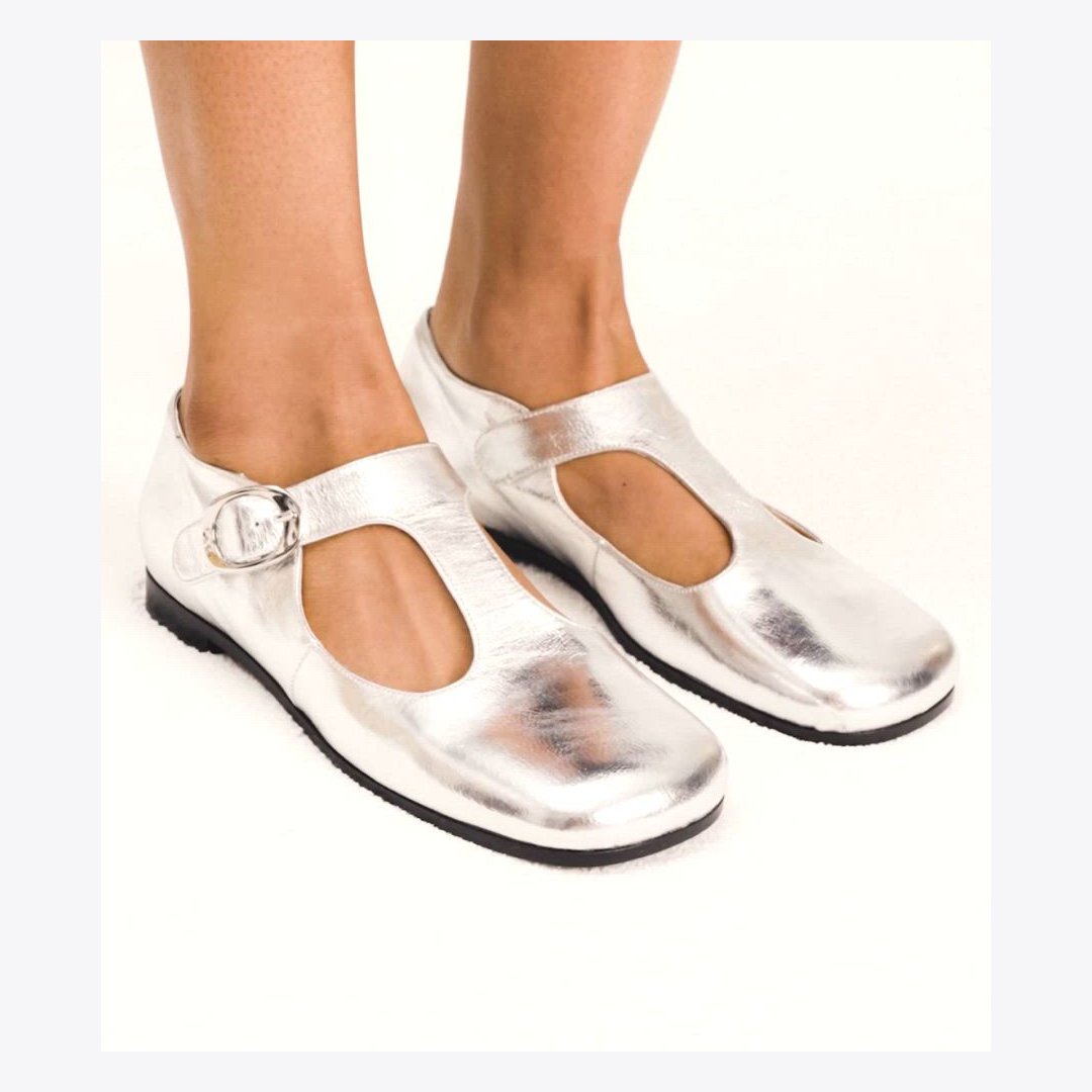 Tory Burch Violet T-Strap SILVER