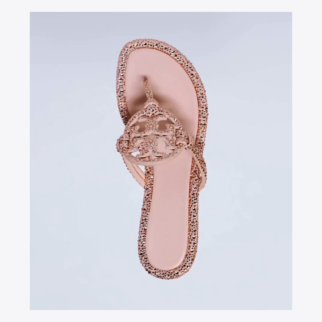 Tory Burch Miller Crystal Knotted Sandal ROSE PINK