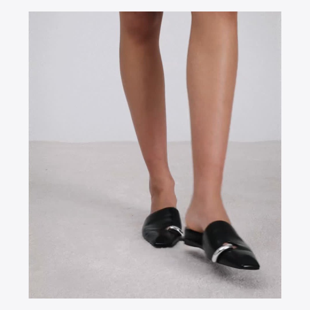 Tory Burch Pierced Mule PERFECT BLACK / SILVER