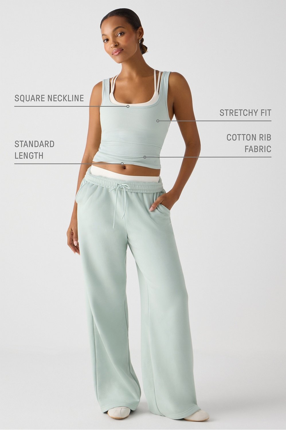 Fabletics Daily Rib Square Neck Tank